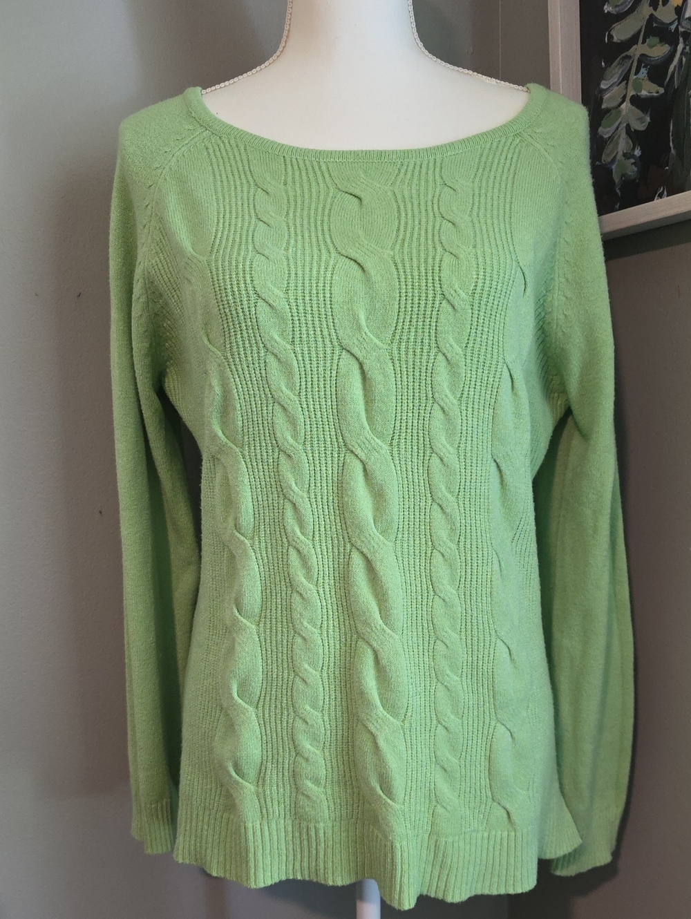 Cyrus Light Green Cable Knit Sweater Size Medium